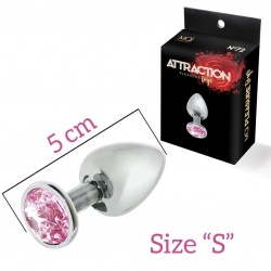 Фото MAI Cosmetics Металлическая анальная пробка с розовым кристаллом MAI Attraction размер S
